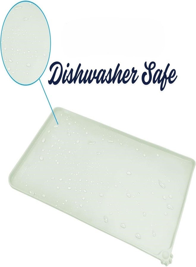 GODFLY حصيرة وعاء طعام الحيوانات الأليفة المقاومة للماء من GODFLY، حصيرة وعاء طعام وماء من السيليكون مانعة للانزلاق مع حافة لمنع الانسكاب، حصيرة طعام للحيوانات الأليفة لحماية الأرضيات، 19 × 12 بوصة، (قطعة واحدة) - Image 4